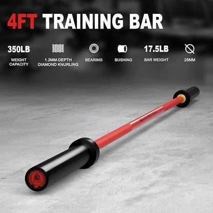 LIONSCOOL Premium 4ft/4.9ft/6ft Barbell for Strength Training and Olympic Weightlifting, 2 Inch Bar for Squats, Curls, Deadlifts, Presses, Hip Thrusts, 350lbs/500lbs/700lbs Weight Capacity