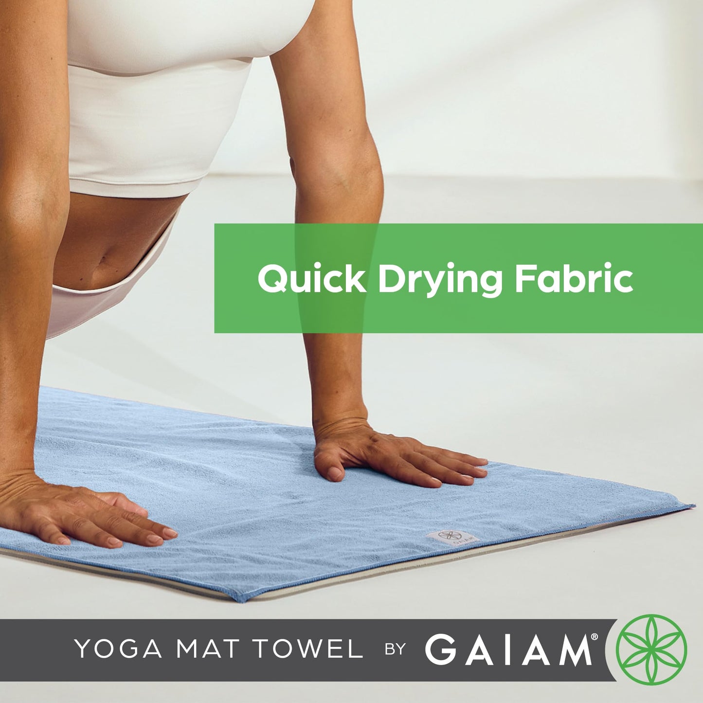 Gaiam Yoga Mat Towel, Non-Slip Microfiber (Black)