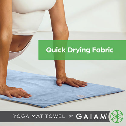 Gaiam Yoga Mat Towel, Non-Slip Microfiber (Black)