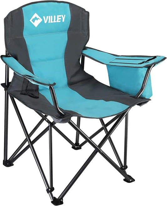 VILLEY Camping Chair, Oversized Folding Camp Chair, Portable Outdoor Chairs Support 400 LBS with