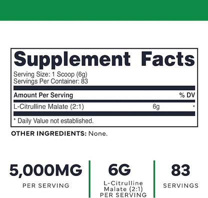 Type Zero Clean L-Citrulline Malate 2:1 Powder Drink Mix (500g, Unflavored) (83 Servings) - Keto Friendly, Gluten Free, Non-GMO