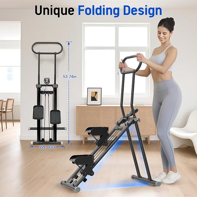 Stair Stepper for Exercise at Home, Folding Stairmaster Machine for Cardio Fitness, Vertical Stair Climber with Adjustable Handlebar, Portable Steppers with 310lbs Loading Capacity