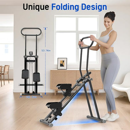 Stair Stepper for Exercise at Home, Folding Stairmaster Machine for Cardio Fitness, Vertical Stair Climber with Adjustable Handlebar, Portable Steppers with 310lbs Loading Capacity