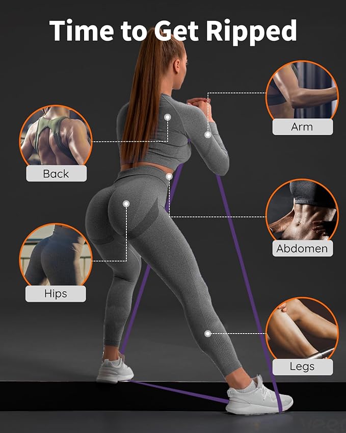 Resistance Bands Set - Pull Up Bands for Men Women, Exercise Bands Resistance with Door Anchor, Training Poster & Pouch for Body Stretching, Pull Up Assist