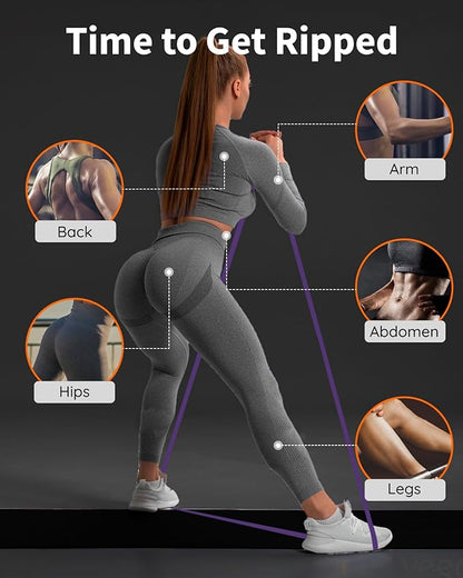 Resistance Bands Set - Pull Up Bands for Men Women, Exercise Bands Resistance with Door Anchor, Training Poster & Pouch for Body Stretching, Pull Up Assist