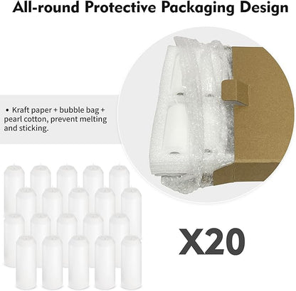 20Pack 15H+ Emergency Candles Long Burning Survival [18H+ Inside Candle Lanterns], 3“ Unscented White Pillar Candle, Survival Candles for Power Outage, Camping, Hurricane