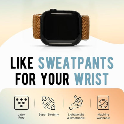 Braxley Bands - Organic Cotton Watch Bands For Women and Men, Compatible With All Apple Watch Sizes and Series - Washable, Sweat-Absorbent, Breathable Fit, Elastic Smart Watch Bands