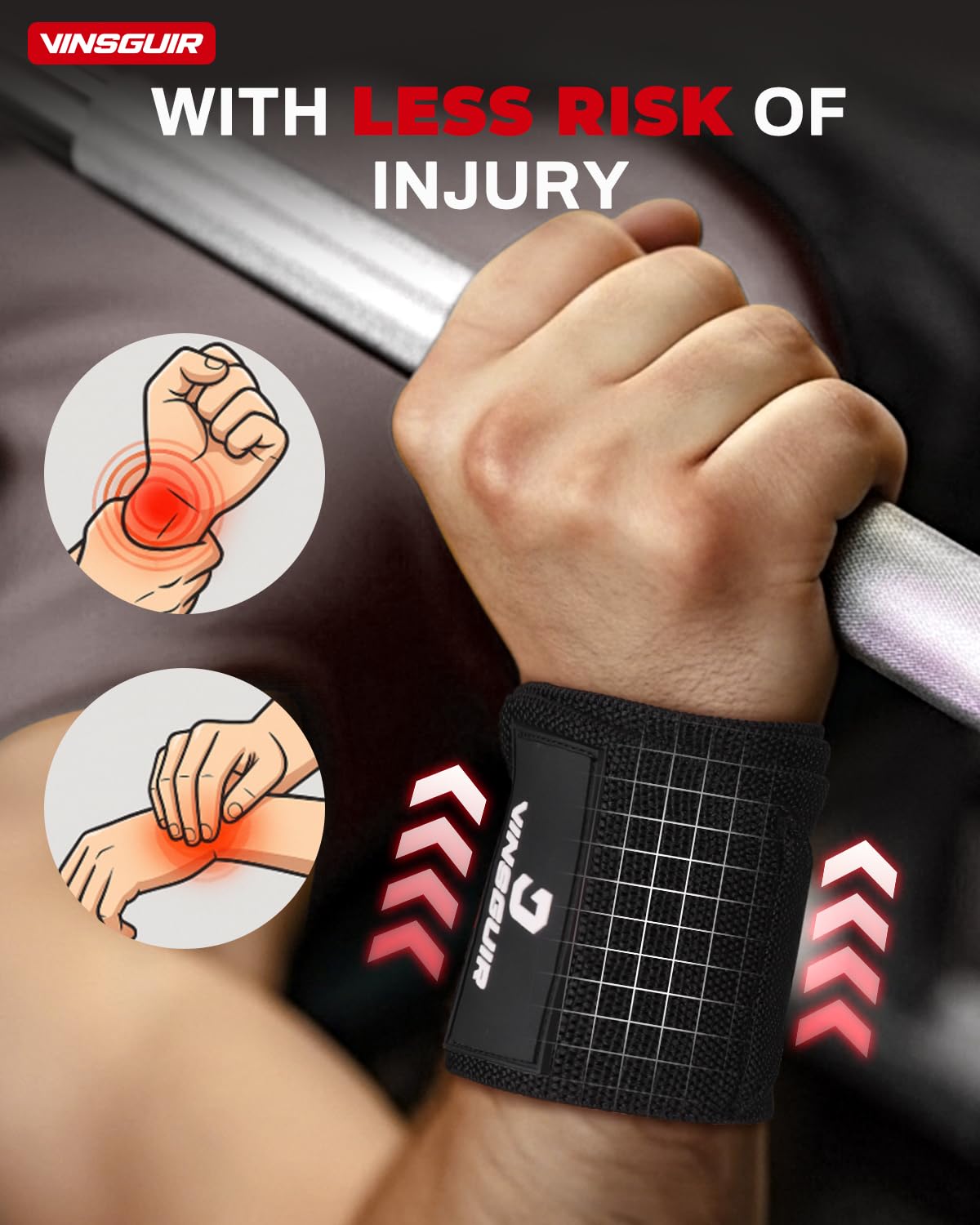VINSGUIR Wrist Wraps for Weightlifting, [USPA Approved] 21'' Lifting Straps for Wrist Support with