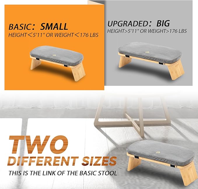 Meditation Bench, Bamboo Meditation Stool, Folding Kneeling Meditation Bench, Seiza Prayer Bench, Prayer Bench with Meditation Cushion, Kneeling Stool (Grey & Bag)