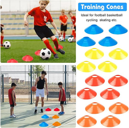 Soccer Speed Agility Training Set - 20FT Agility Ladder 12/16 Sports Cones and Soccer Kick Trainer Football Training Equipment Footwork Drills for Youth and Adults