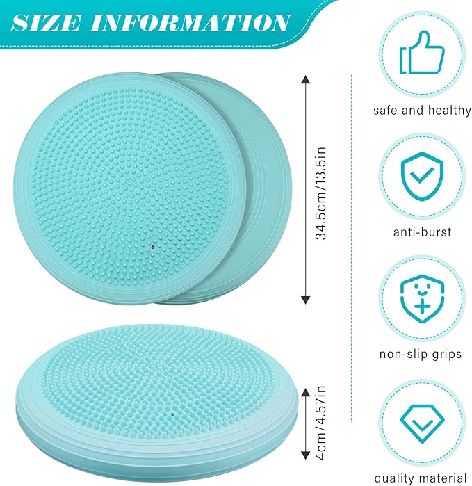 Libima 8 Pcs Wiggle Seat Inflated Wobble Cushion Sensory Seat Flexible Balance Board Balance Disc with Needle Pump for Men Women Physical Exercise Improving Posture Home Office