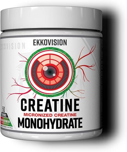 Ekkovision Creatine Monohydrate Powder, Micronized, Raspberry Watermelon, Pre & Post Workout Supplement for Men and Women, Energy Support, Easy to Mix in Shakes, Smoothies & Beverages, 50 Servings