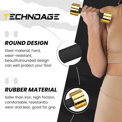 TECHNOAGE Round Dumbbell Sets with Steel Handle, Odorless Neoprene rubber Handle Cover