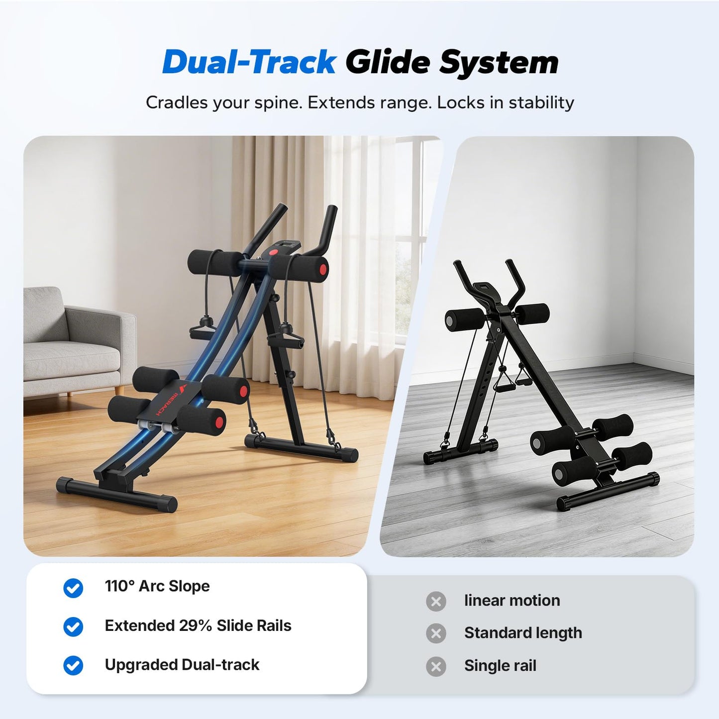 MERACH Ab Machine, Adjustable Dual Track Ab Trainer, Ab Workout Equipment