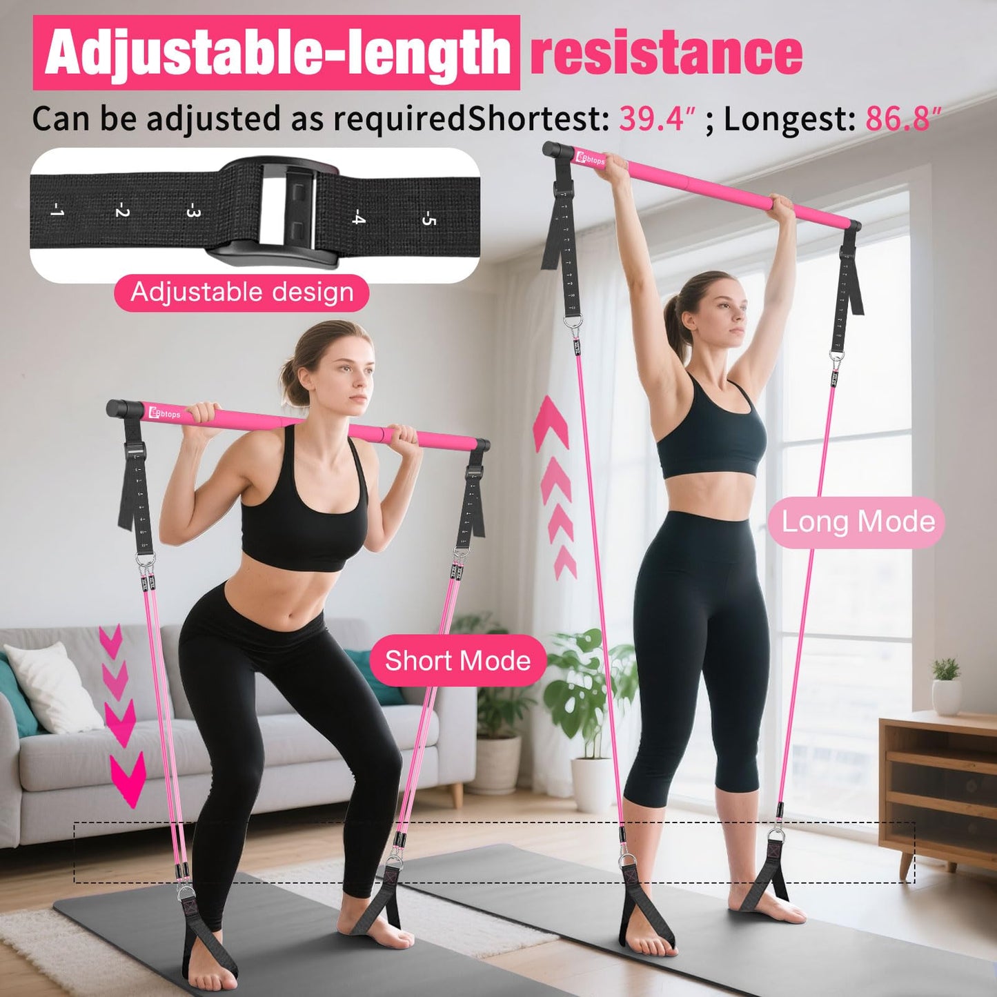 Bbtops Pilates Bar Kit with Resistance Bands,Full Body Workout Equipment