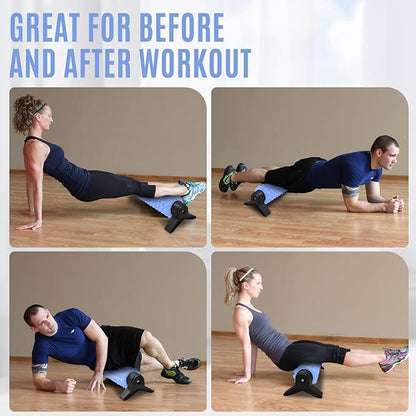 Trigger Point Foam Roller with Stand, 18 Inch Medium Density Foam Roller Long Yoga Roller Foam Exercise Roller for Physical Therapy, Muscles Deep Tissue, Pilates, Back Pain and Muscle Recovery (Blue)