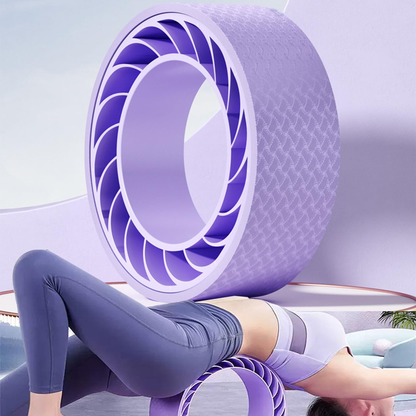 Curve magic wheel：Fit Prop Foam Padded Back Stretcher Wheel with Center Spine Cradle，Yoga Wheel for