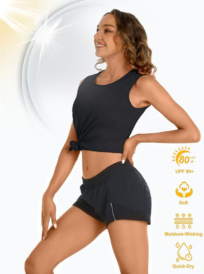 TACVASEN Women's UPF 80+ Workout Tank Top Sleeveless Quick Dry Sun Protection Hiking Athletic Gym Yoga Running Shirts