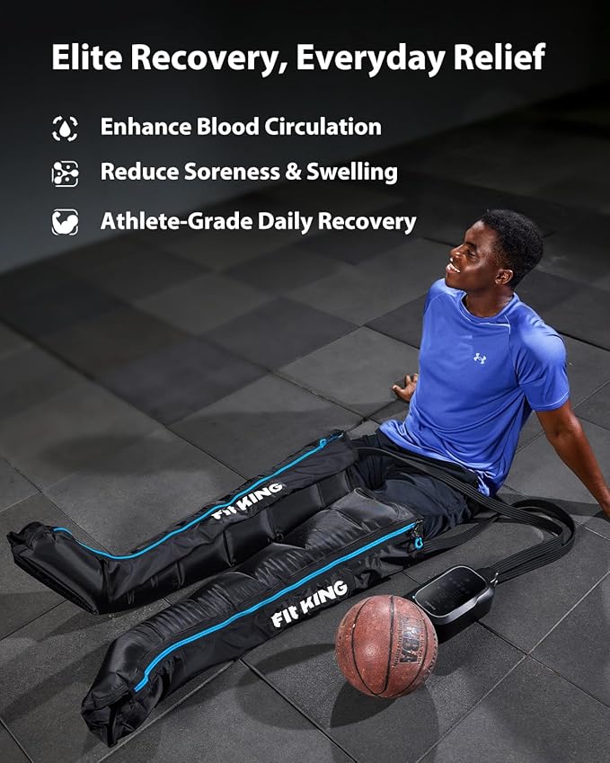FIT KING Upgraded Full Leg Compression Massager Boots, Professional Air Compression Recovery System for Circulation & Fast Athlete Recovery, Cordless Rechargeable Recovery Boots (Small)