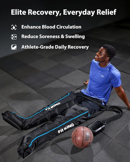 FIT KING Upgraded Full Leg Compression Massager Boots, Professional Air Compression Recovery System for Circulation & Fast Athlete Recovery, Cordless Rechargeable Recovery Boots (Small)