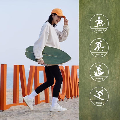 XCMAN Surf Balance Board Trainer with Roller Wooden Exercise Balancing Stability Trainer - Non Slip Surface for Adults Kids|Balance Board for Surfing,Snowboarding,Skateboarding,Hockey,Yoga Training