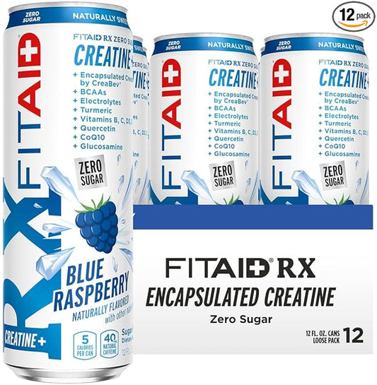 Lifeaid Fitaid Rx + Creatine Drink, Blue Raspberry, Zero Sugar, Vegan, Kosher, Keto Friendly