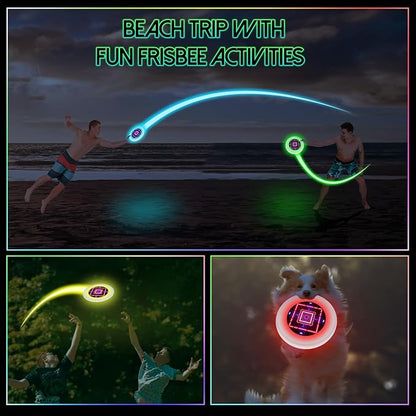 49LEDs Flying Disc with 16 Million Color RGB, 3 Modes+Rechargeable+Waterproof+175g, Cool Sports and Outdoors for Parks/Camping/Beach/Backyards,Easter & Birthday Gifts for Teens/Kids/Adults