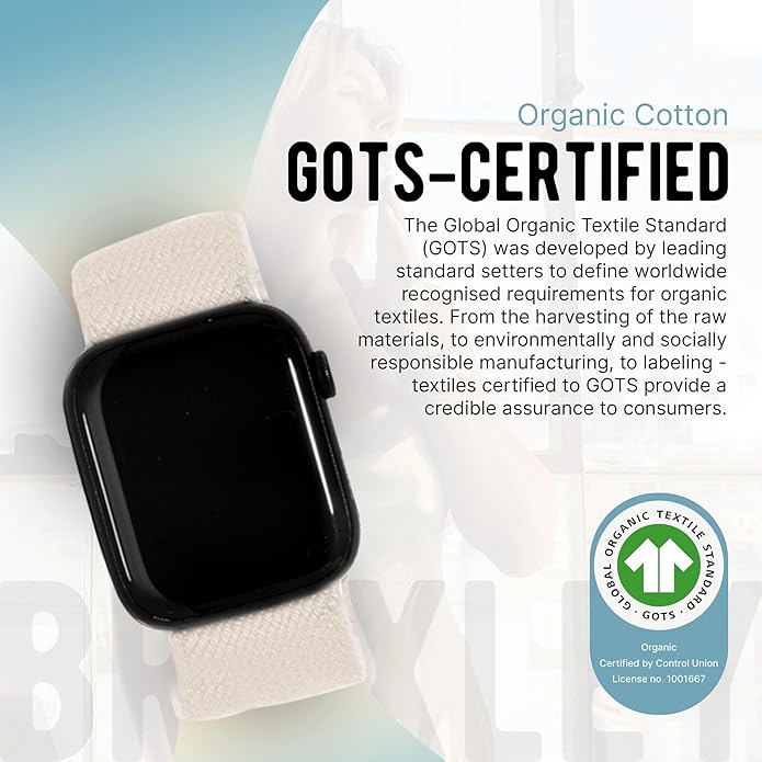 Braxley Bands - Organic Cotton Watch Bands For Women and Men, Compatible With All Apple Watch Sizes and Series - Washable, Sweat-Absorbent, Breathable Fit, Elastic Smart Watch Bands