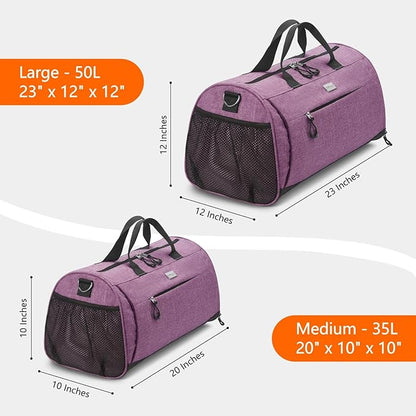 TOPDesign Gym Bag for Women & Men, Unisex Duffel Bag with Shoe Compartment & Wet Pocket for Travel Sports Gym (M Textured Purple)