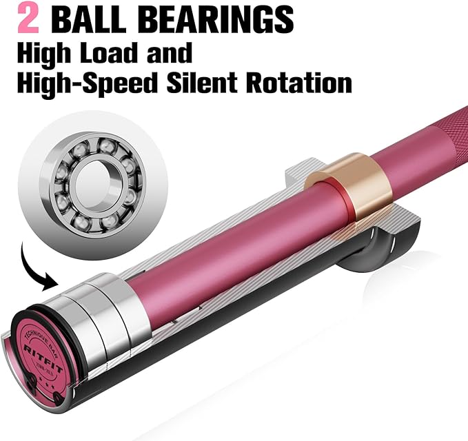 RITFIT Olympic Barbell 4ft/4.8ft/6ft - 2 Inch Weight Bar for Strength Training, Weightlifting, Squat, Deadlift, Bench Press, Curl, Overhead Press - 350lbs/500lbs Capacity