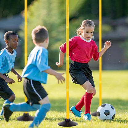 Agility Training Poles for Soccer/Dog/Horse,Adjustable Football Basketball Speed and Agility Training Equipment,Set of 6,5.4FT with Round Rubber Base