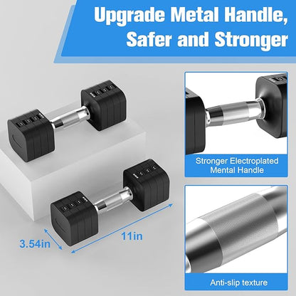 22LBS Adjustable Dumbbells Set, Adjustable Weight Dumbbells with 4 Levels 4.4lb, 6.6lb, 8.8lb, 11lb, Hand Weights Sets for Women/Men Home Gym Full Body Workout