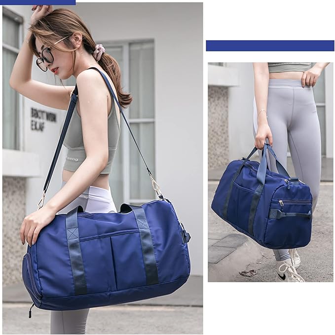 KARRESLY Sports Gym Bag for Women Travel Duffel Bag with Wet Pocket and Shoes Compartment for Training Swim Yoga(Blue1)