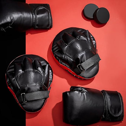 4-in-1 2 Pairs 8 oz Boxing Gloves and 4 Pcs Punching Mitts Set for Kids Men Women, Boxing Gloves Pads Equipment Set for Training Kickboxing MMA Karate Muay Thai Martial Arts