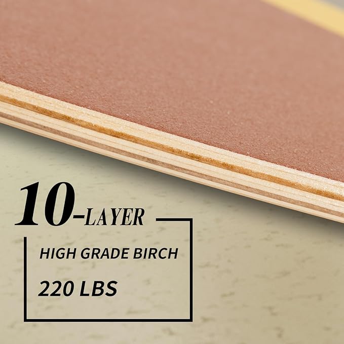 Premium Balance Board Trainer With Rollers - 10 Layer Wooden Exercise Non-slip Surface Fish Tail for Surfing, Paddle, Yoga, Training