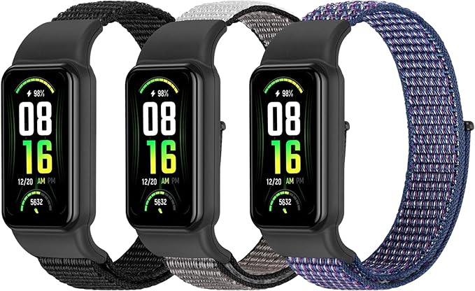 YCHDDER Solo Loop Nylon Bands Compatible with Amazfit Band 7 Straps,Soft Breathable Comfortable Adjustable Colorful Sports Replacement Wristband for Amazfit Band 7 for Men Women