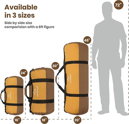 WHITEDUCK Heavy Duty Canvas Duffel Bag for Men and Women - Foldable Military Army Style Duffel Bag, with Full Length Zipper- Outdoors, Travel, Gym & Storage