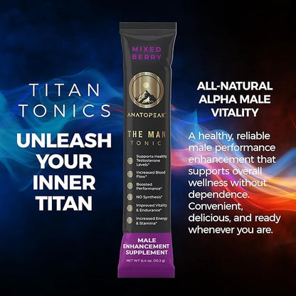 Titan Tonics ANATOPEAK Vitality Support Supplement ??Natural Performance Blend with Nitrosigine, L-Citrulline, Horny Goat Weed & Tongkat Ali ??for Energy, Stamina & Wellness ??12 Stick Packs