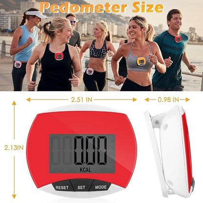 9 Pcs Simple Pedometers Bulk for Walking Steps and Miles Walking Step Counters with Calories Burned Portable Clip Step Tracker for Seniors Man Women Jogging Hiking Running