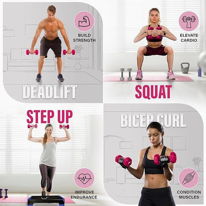 Yes4All Vinyl Hexagon Dumbbell - Dumbbells Set of 2 Hand Weights for Home Gym & Strength Training (2-15 lbs Weight Options)