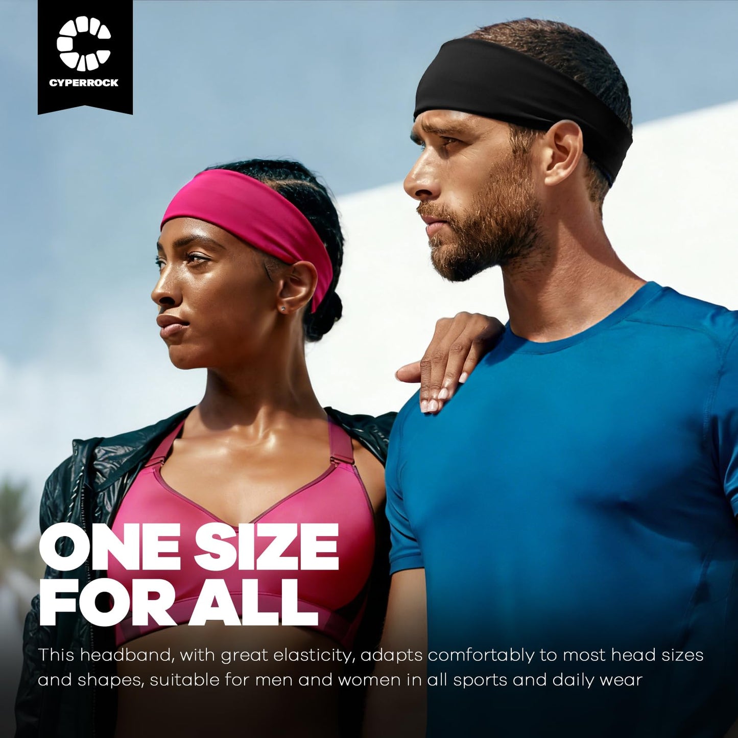 CYPERROCK Sweat Band, 5 Pack Headband Moisture Wicking for Running Sports