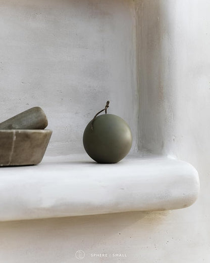 LAWA Sphere Candle - Beautiful Handmade Pillar Scented Soy Wax Elegant Aesthetic Candle Housewarming Gift Home Room Shelf Decor Idea (Earthy Green, Small)