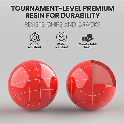 100mm Bocce Ball Set Regulation Size and Weight for Lawn, Beach Bocci Game for 2-8 Players (Red and Green)