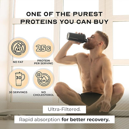 Muscle Feast Grass-Fed Whey Protein Isolate, All Natural Hormone Free Pasture Raised, Whey Isolate Protein Powder for Men and Women, Clean, Gluten-Free, Delicious Isolate Protein - Vanilla, 2lb