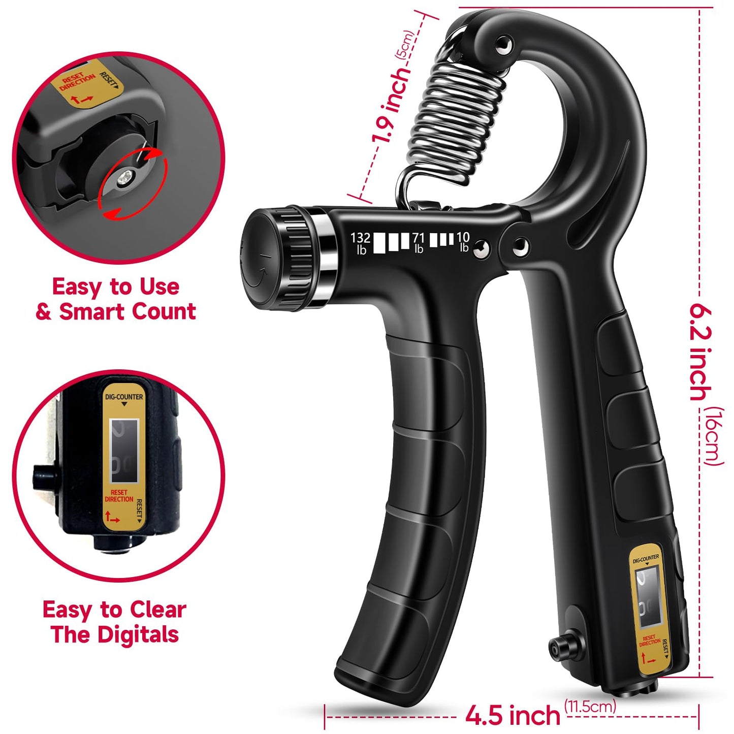 FitBeast Hand Grip Strengthener Workout Kit (5 Pack), 2 Forearm Grip Adjustable Resistance Hand