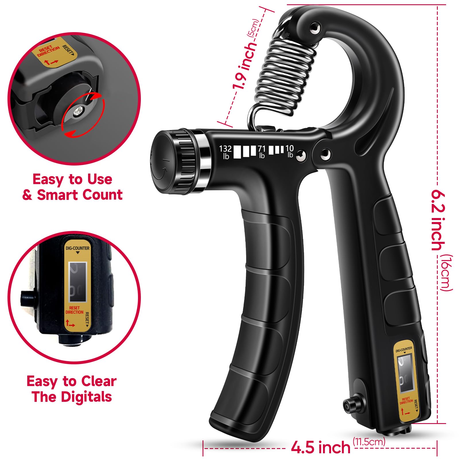 FitBeast Hand Grip Strengthener Workout Kit (5 Pack), 2 Forearm Grip Adjustable Resistance Hand