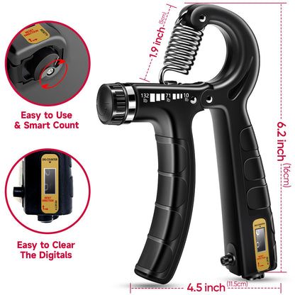 FitBeast Hand Grip Strengthener Workout Kit (5 Pack), 2 Forearm Grip Adjustable Resistance Hand