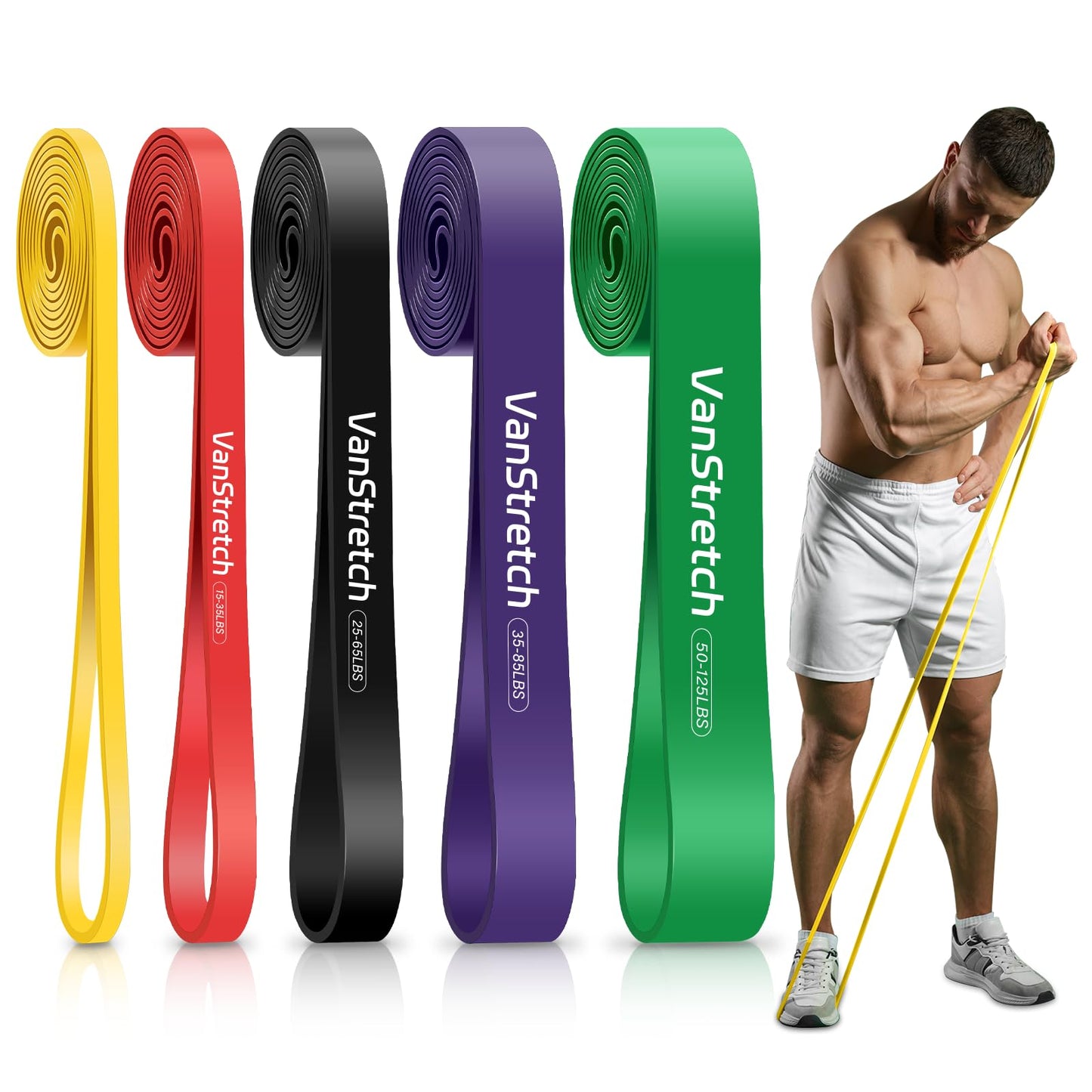 VanStretch Resistance Bands for Working Out,5-Level Elastic Exercise Bands