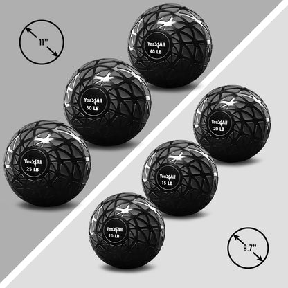 Yes4All Slam Balls, 10-40lb Medicine Ball Weight, Durable PVC Sand Filled Workout Dynamic Medicine