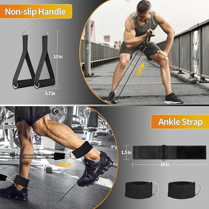 WHATAFIT Resistance Bands, Exercise Bands，Resistance Bands for Working Out, Work Out Bands with Handles for Men and Women Fitness, Strength Training Home Gym Equipment